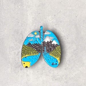 3/$18 NEW Lungs Mountain Adventure Outdoors Enamel Pin Brooch